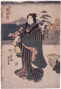 Edo Meisho Uchi: Sumidagawa (Femme avec gourde)