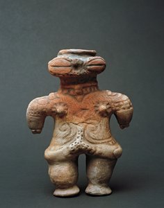 Sculpture en terre cuite dogu de la période Jomon - Japanese School
