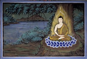 Méditation de Bouddha : Fresque au temple de Yongju, région de Suwon, Corée - School Korean