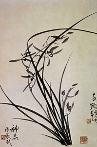 Orchidées. Estampe coréenne de la dynastie YI. - School Korean