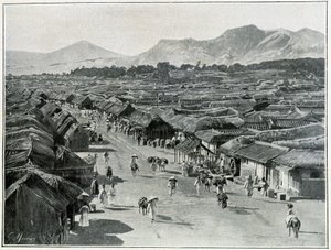 Vue de la rue principale de Séoul, capitale de la Corée au XIXe siècle
