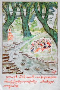 Mahajanaka Jataka (gravure, vers 1910) - School Laotian