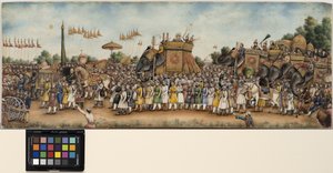 Akbar Shah II chevauche un éléphant dans une immense procession