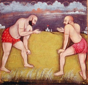 Deux lutteurs, début du XIXe siècle - School Mughal