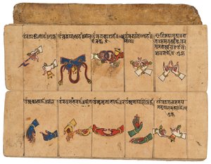 Un manuscrit Thyasapu avec des illustrations iconographiques de Mudras, Népal - School Nepalese