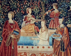 La vie seigneuriale : le bain (détail) - School Netherlandish