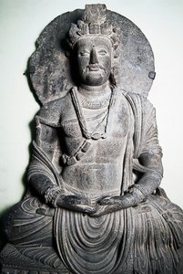 Sculpture en pierre représentant Bouddha, art du Gandhara, Peshawar, Pakistan