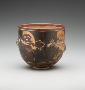 Bol décoré avec des hommes filant, Nazca Côte Sud - School Peruvian