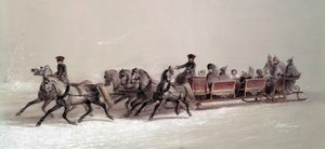 Balade en traîneau de la famille d