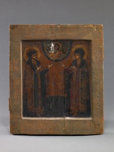 Saints Boris et Gleb, début du 18e siècle (tempera et papier sur bois) - School Russian