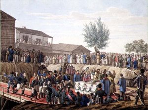 La pose de la première pierre de la douane à Mohiloff en 1820