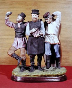 Trois moujiks ivres, fabriqués par la fabrique Gardner, Moscou, vers 1860-70 - School Russian
