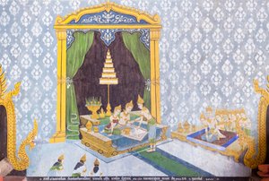 Fresque représentant une scène de la vie de Bouddha, temple Wat Phra That Doi Suthep - School Thai