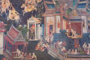 Murales dans la chapelle Buddhaisawan, palais de Wang Na - School Thai