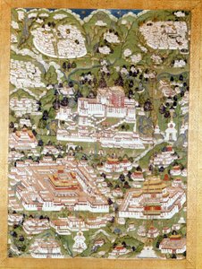 Représentation de la ville de Lhassa, Thai-Ka tibétain, Musée Guimet, Paris - School Tibetan