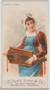 Vielle à roue, de la série Instruments de musique N82 pour les cigarettes de marque Duke, 1888