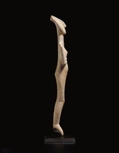 Figure féminine cycladique allongée, pièce maîtresse du Maître Schuster, Cycladique ancien II, vers 2400 av. J.-C.