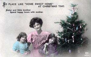Pas de place comme chez soi à Noël, carte de vœux, vers 1900-1919