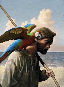 Robinson Crusoé, 2011 (scratchboard, colorisé numériquement) - Scott McKowen