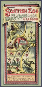 Dépliant publicitaire pour le Scottish Zoo and Variety Circus, vers 1890