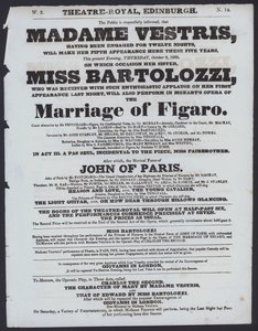 Programme de théâtre pour le Theatre Royal, Édimbourg, 8 octobre 1829 - Scottish School