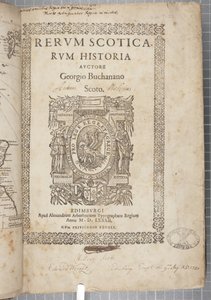 Page de titre de Rerum Scoticarum Historia, par George Buchanan