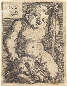 Génie sur un dauphin - Sebald Beham