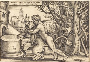 Hercule tuant le lion de Némée - Sebald Beham