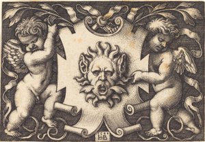 Masque tenu par deux génies - Sebald Beham