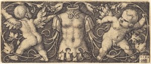 Ornement avec armure et deux génies - Sebald Beham
