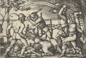 Bagarre de paysans, des Fêtes paysannes ou les Douze Mois, 1547