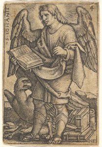 Planche 4 : Saint Jean avec la tête tournée trois quarts vers la gauche, tenant un livre dans sa main droite, 1541 - Sebald Beham