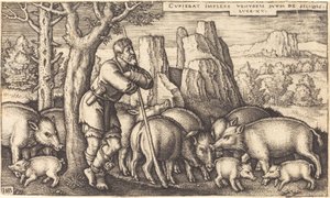 Le fils prodigue avec les porcs - Sebald Beham