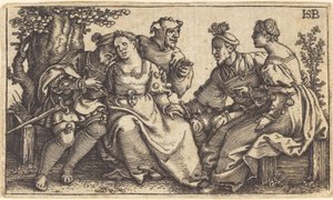 Deux couples amoureux avec clown - Sebald Beham