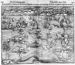 Monstres marins et terrestres, illustration de Cosmographia Universalis, par Sebastian Munster