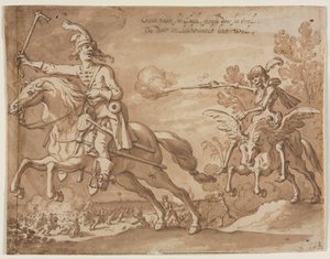 La mort à cheval poursuivant un chevalier volant, 1631