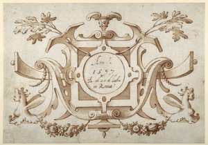Cartouche ornemental associé à la série de ses vues romaines