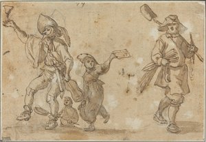 Trois fêtards et un jardinier