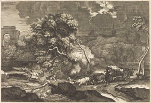 Paysage avec un charretier effrayé - Sébastien Bourdon