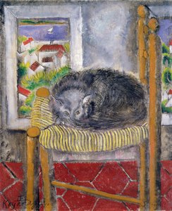 Chat sur une chaise en paille - Sei Koyanagui