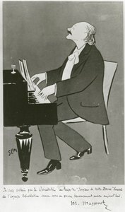 Le compositeur français Jules Massenet jouant (dessin)