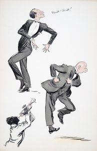 Deux hommes en costume dansant tandis qu