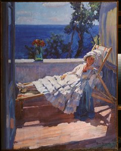 Une dame sur le balcon