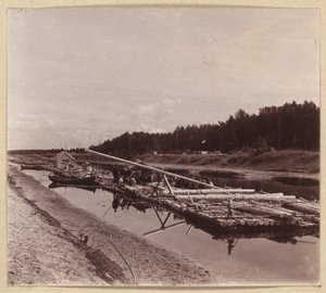 Radeaux de bois, voie navigable Volga-Baltique, Russie