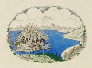 La cabane sur pattes de poulet. Illustration du poème Ruslan et Ludmila par A. Pouchkine, 1921-1926
