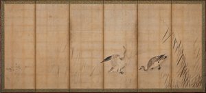 Deux oies et des herbes, période Muromachi, milieu-fin du 16e siècle - Sesson Shukei