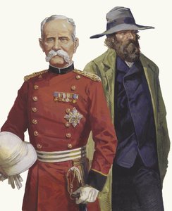 Guerre des Boers : Lord Roberts et Pier Cronje (gouache sur papier)