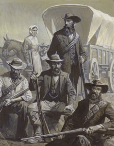 Soldats boers et chariot.
