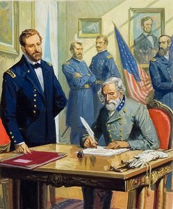 Le général Ulysses Grant accepte la reddition du général Lee à Appomattox - Severino Baraldi