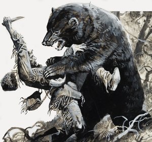 Hugh Glass malmené par un ours